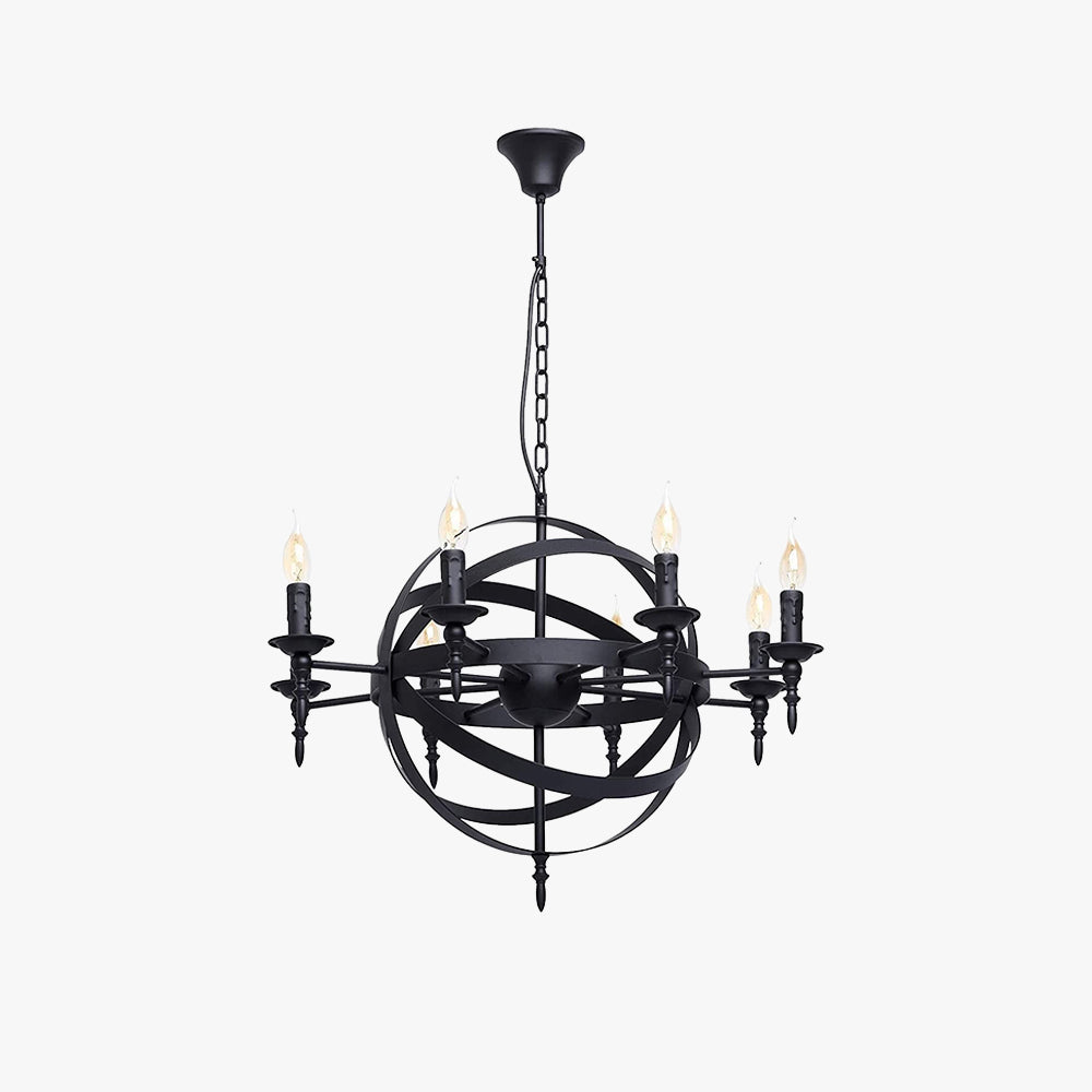 Silva Retro Kaars LED Kroonluchters Metaal/Glas Zwart Eetkamer