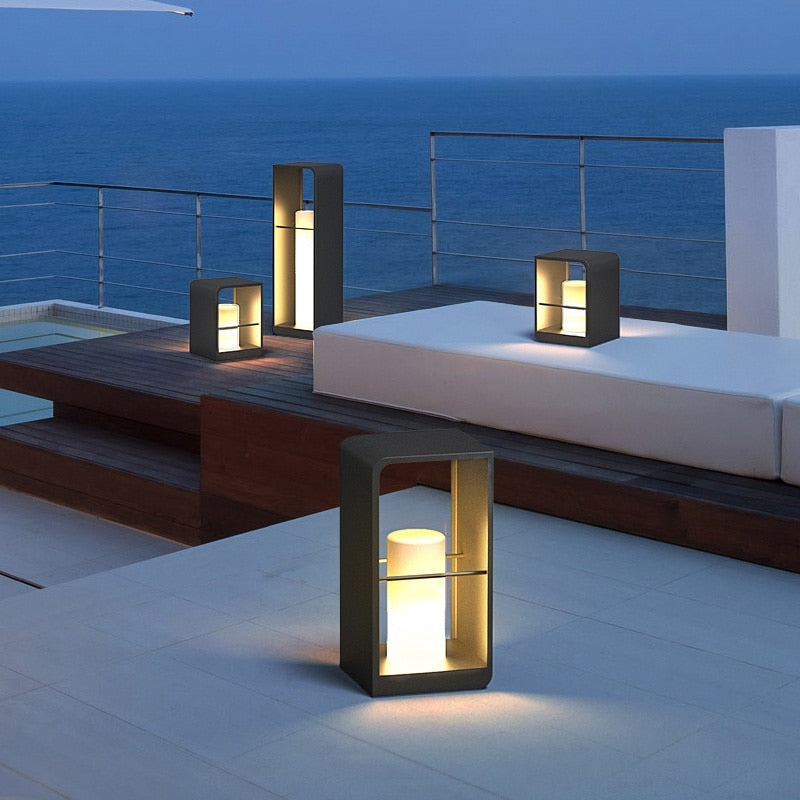 Pena Moderne Cilinder LED Buitenlamp Metaal/Acryl Zwart/Wit Tuin/Stoeprand/Balkon