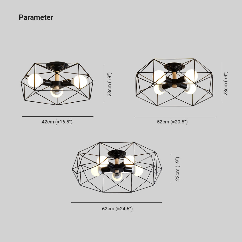 Cooley Moderne Geometrische Lantaarn Metaal Inbouw Plafondlamp Zwart/Wit/Goud