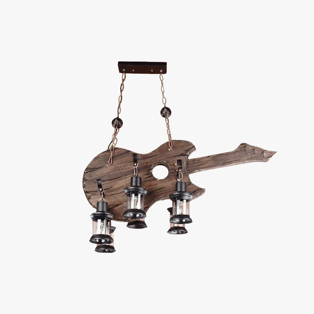 Austin Design Boerderij Hanglamp 6 Lantaarn Gitaar, Hout/Metaal, Woonk/Eetkamer