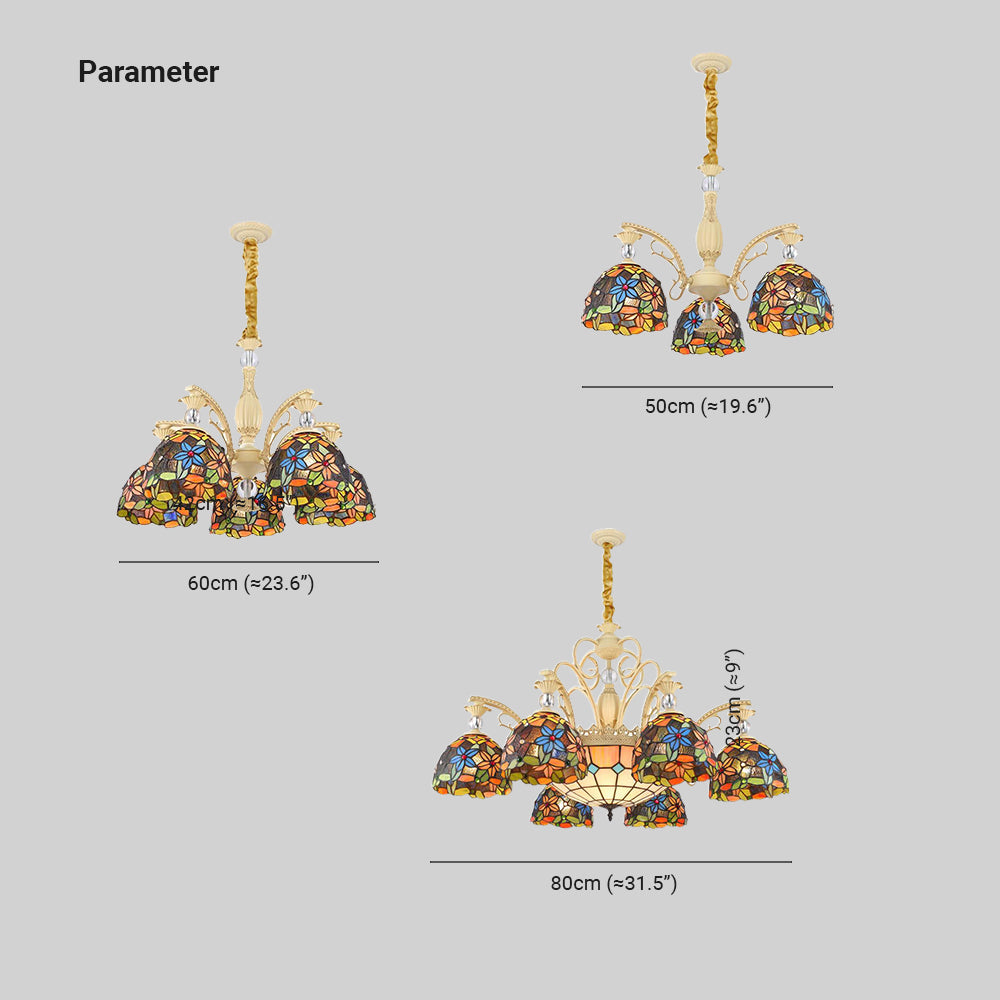 Alessio Vintage Flower Metal Chandelier, Multicolor