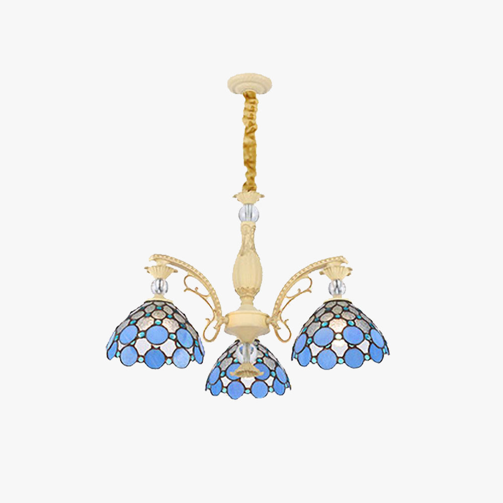 Alessio Mediterrane Design LED Kroonluchter Blauw Woon/Slaapkamer Metaal/Glas