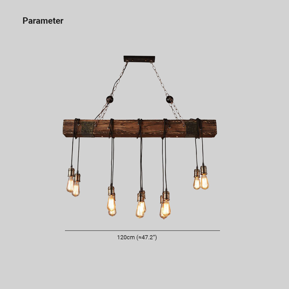 Alessio Lineaire Retro LED Hanglamp Bruin Eettafel Woonkamer Hout/Glas