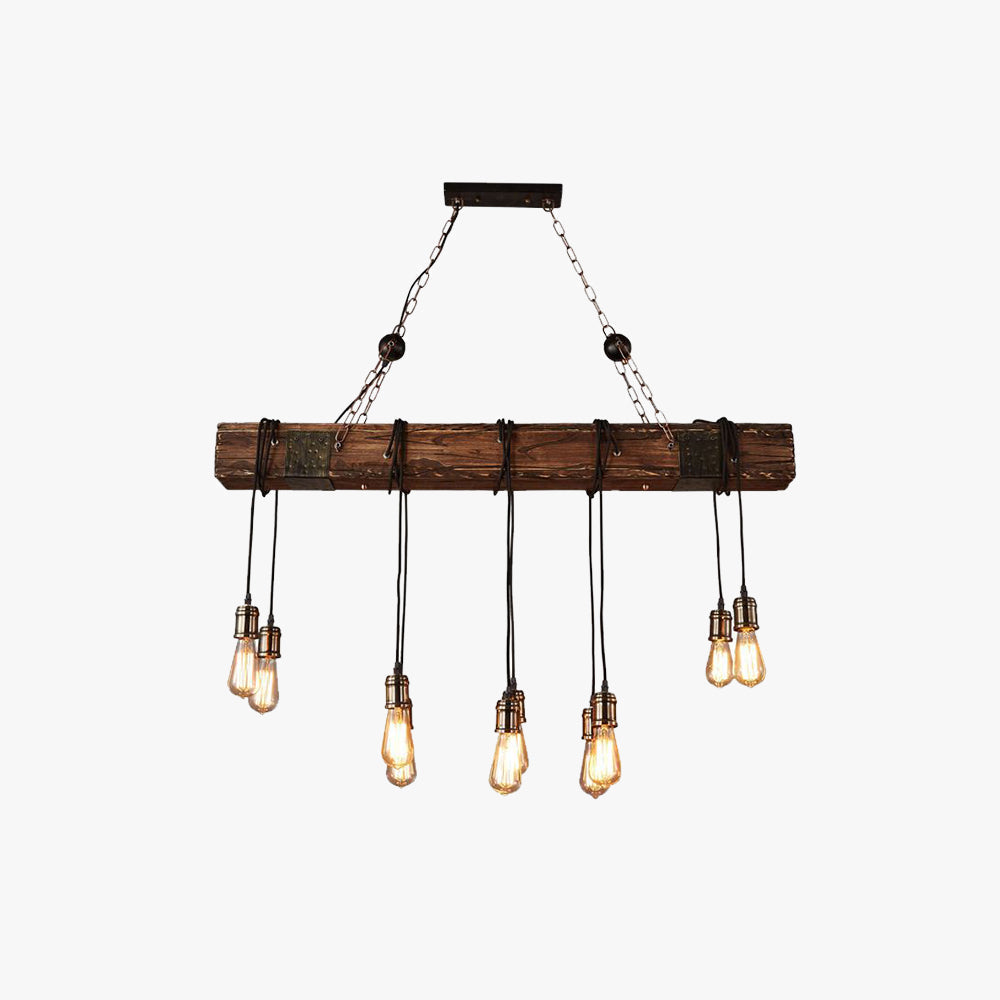 Alessio Lineaire Retro LED Hanglamp Bruin Eettafel Woonkamer Hout/Glas