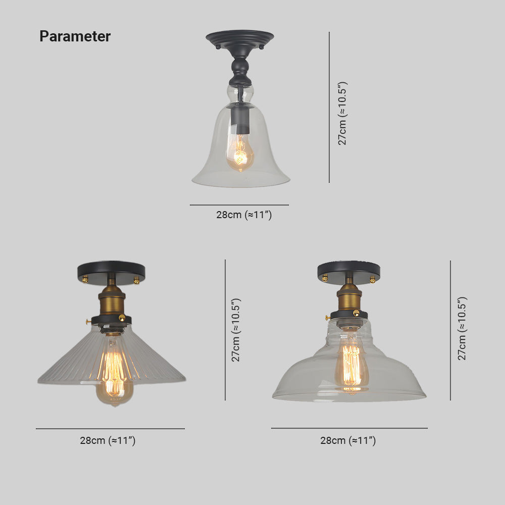 Alessio Industriële Glazen Inbouw Plafondlamp Zwart Woonk/Eetk/Slaapkamer