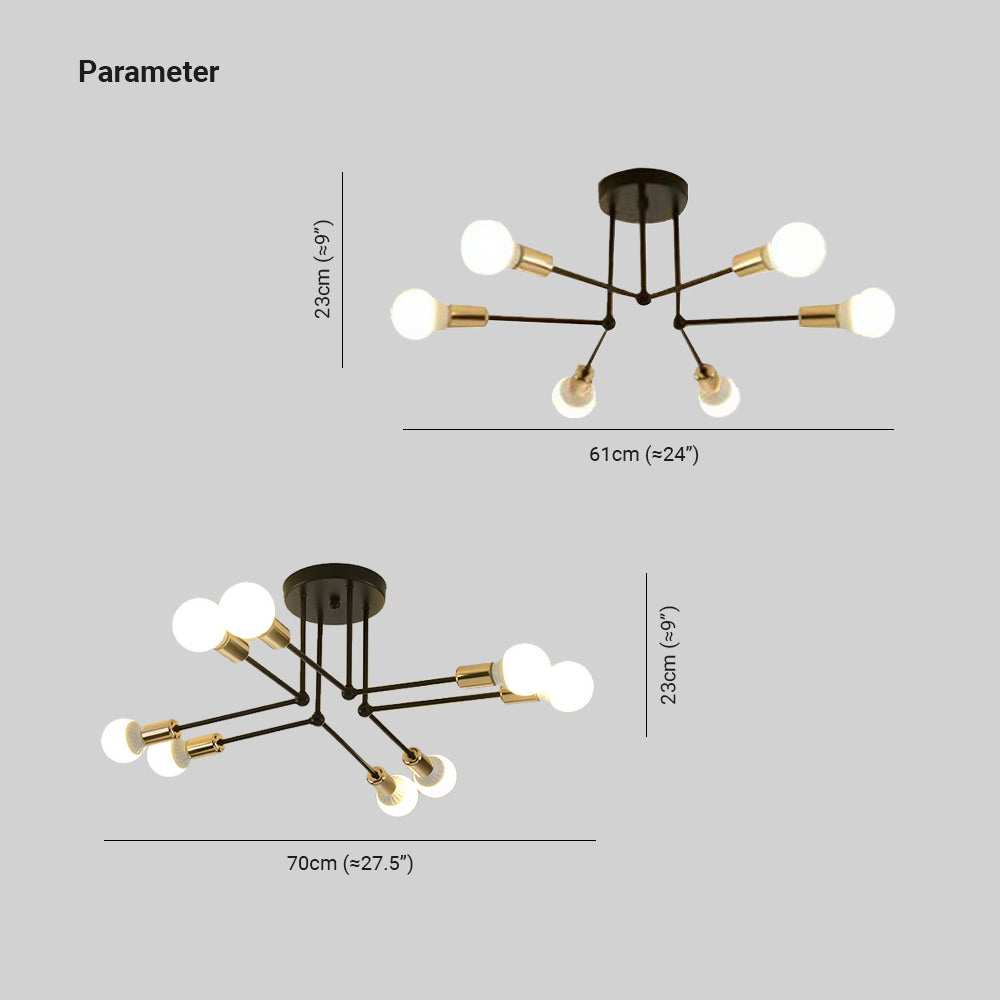 Valentina Industrieel LED Plafondlamp Zwart Witte Metaal Slaapkamerm