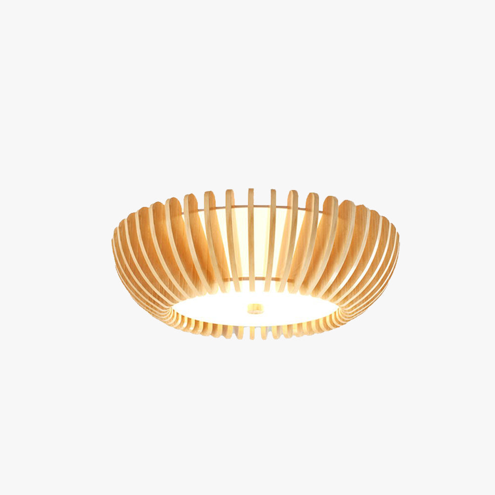 Ozawa Moderne Ronde Plafondlamp Goud Hout/Acryl Slaapkamer