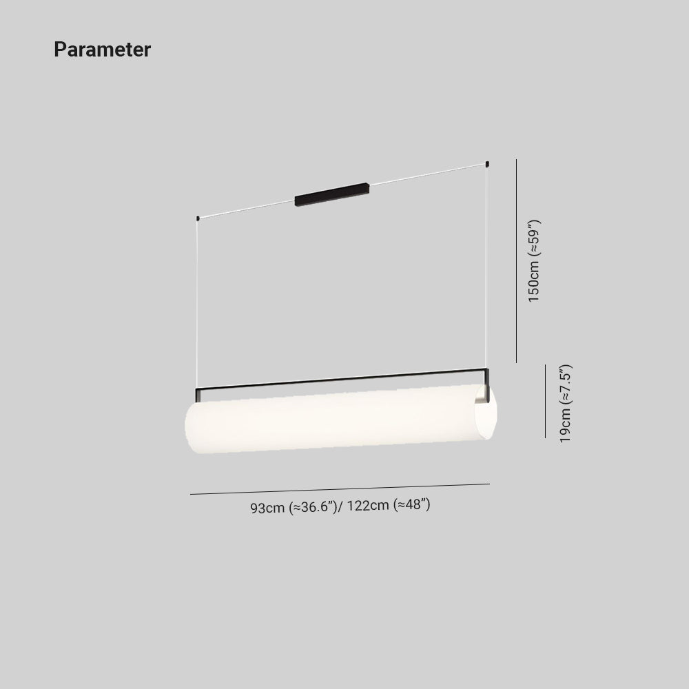 Edge Desinger Cylindrical Shape Linear Pendant Light, 36.6"/48"