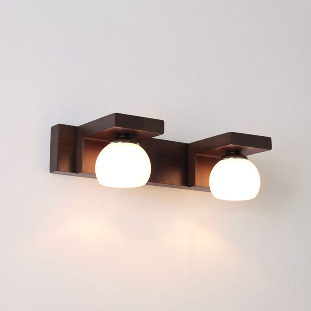 Ozawa Vintage Design LED Spiegel Front Wastafel Wandlamp Hout/Glas Bruin Eetkamer/Woonkamer