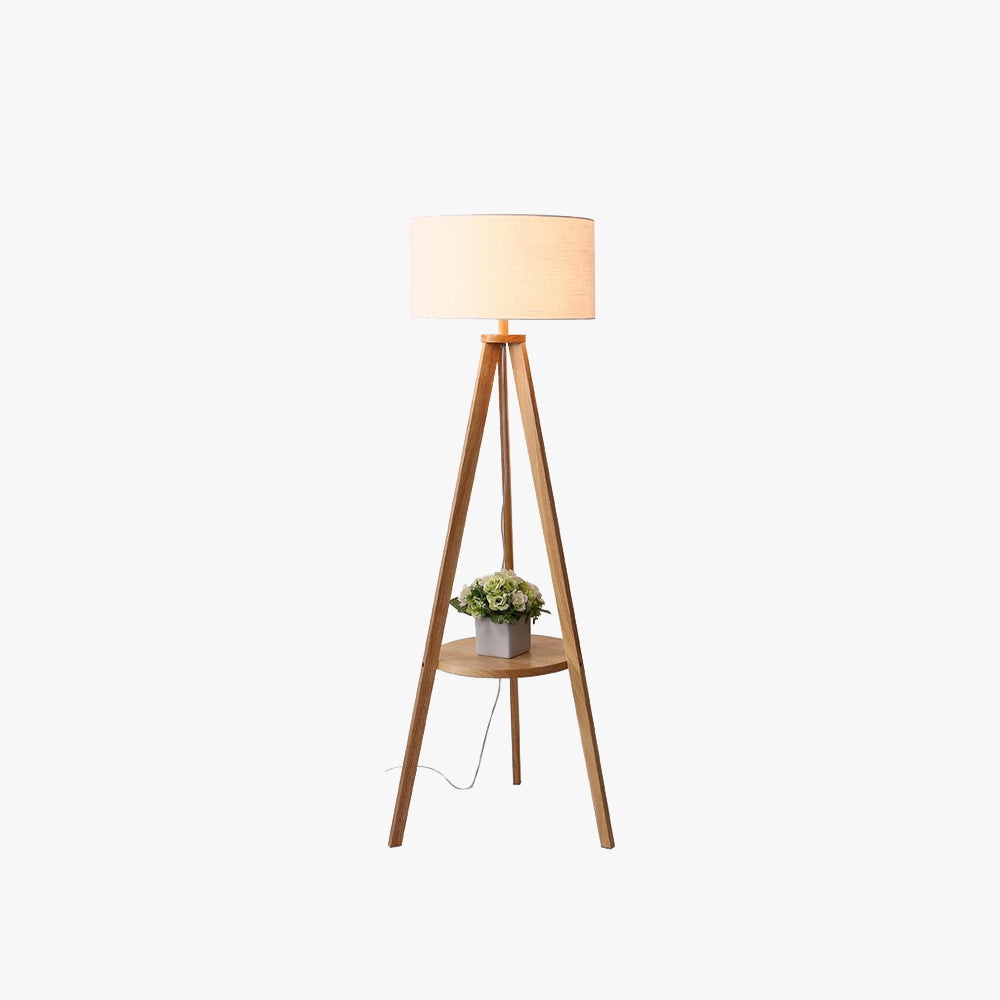 Ozawa Vintage Design Vloerlamp Triangle Hout/Stof Walnoot Beige Woonkamer