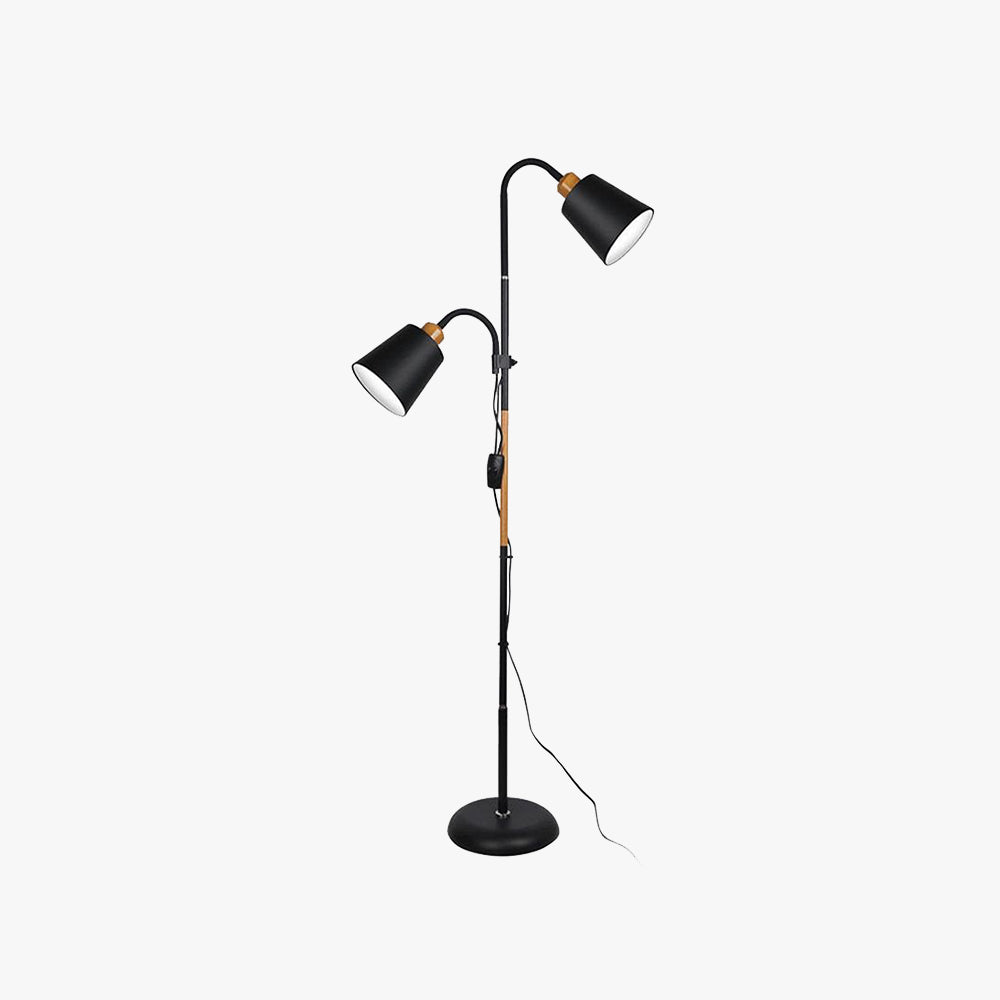 Eryn Moderne Tweekoppige Vloerlamp Zwart/Wit Metaal Slaapkamer