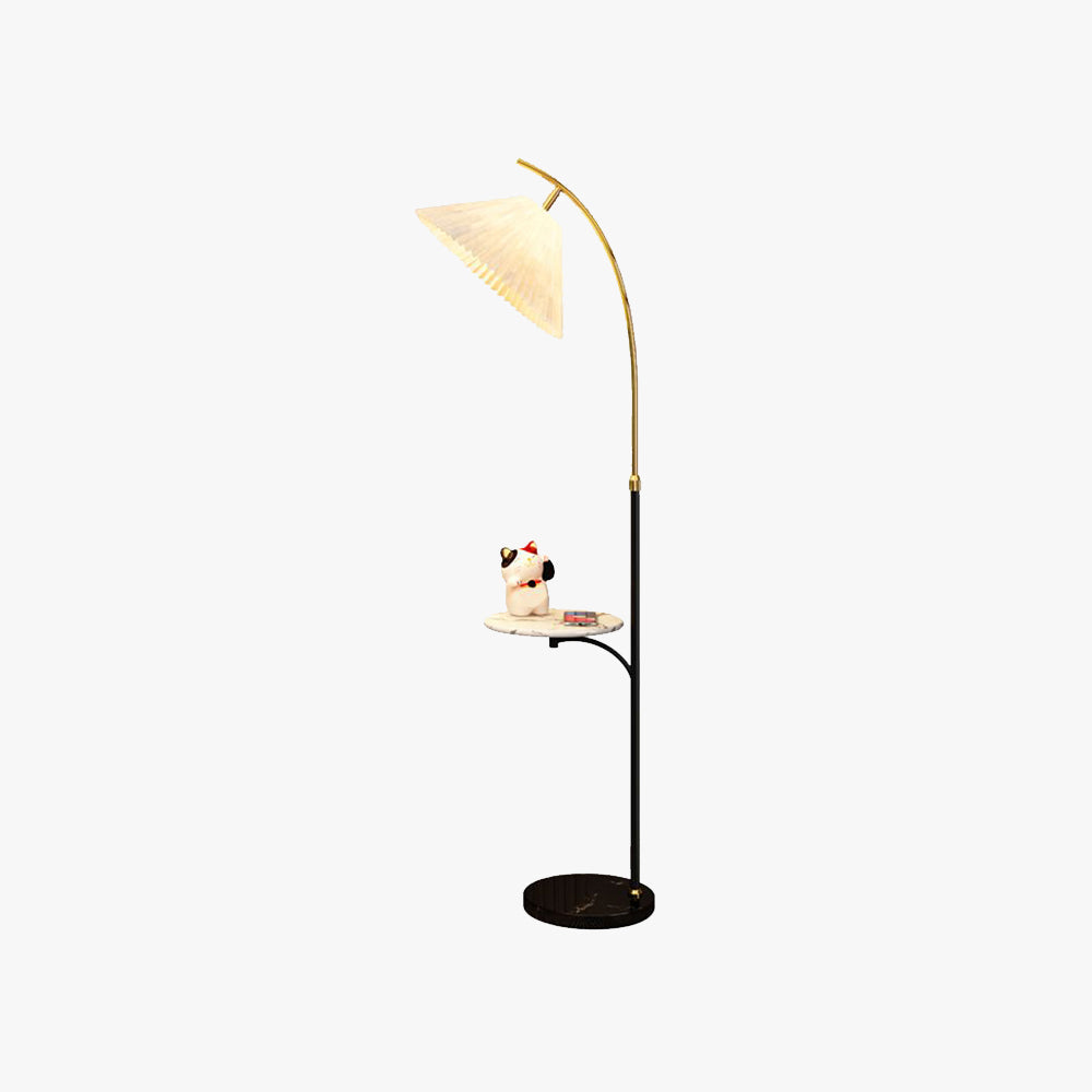 Ozawa Moderne Design LED Geplooide Metalen Vloerlamp Wit/Hout/Notenhout Eetkamer/Woonkamer