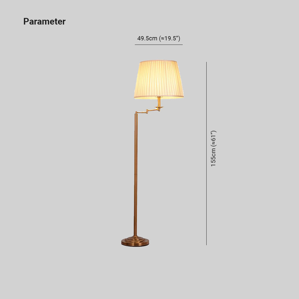 Eryn Moderne Trommel Cilinder Vloerlamp Messing Metalen Stoffen Slaapkamer/Woonkamer
