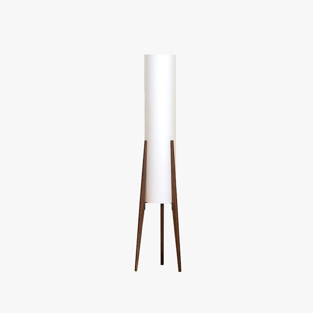 Ozawa Moderne Cilinder LED Vloerlamp Hout/Glas Bruin Slaap/Woon/Eetkamer