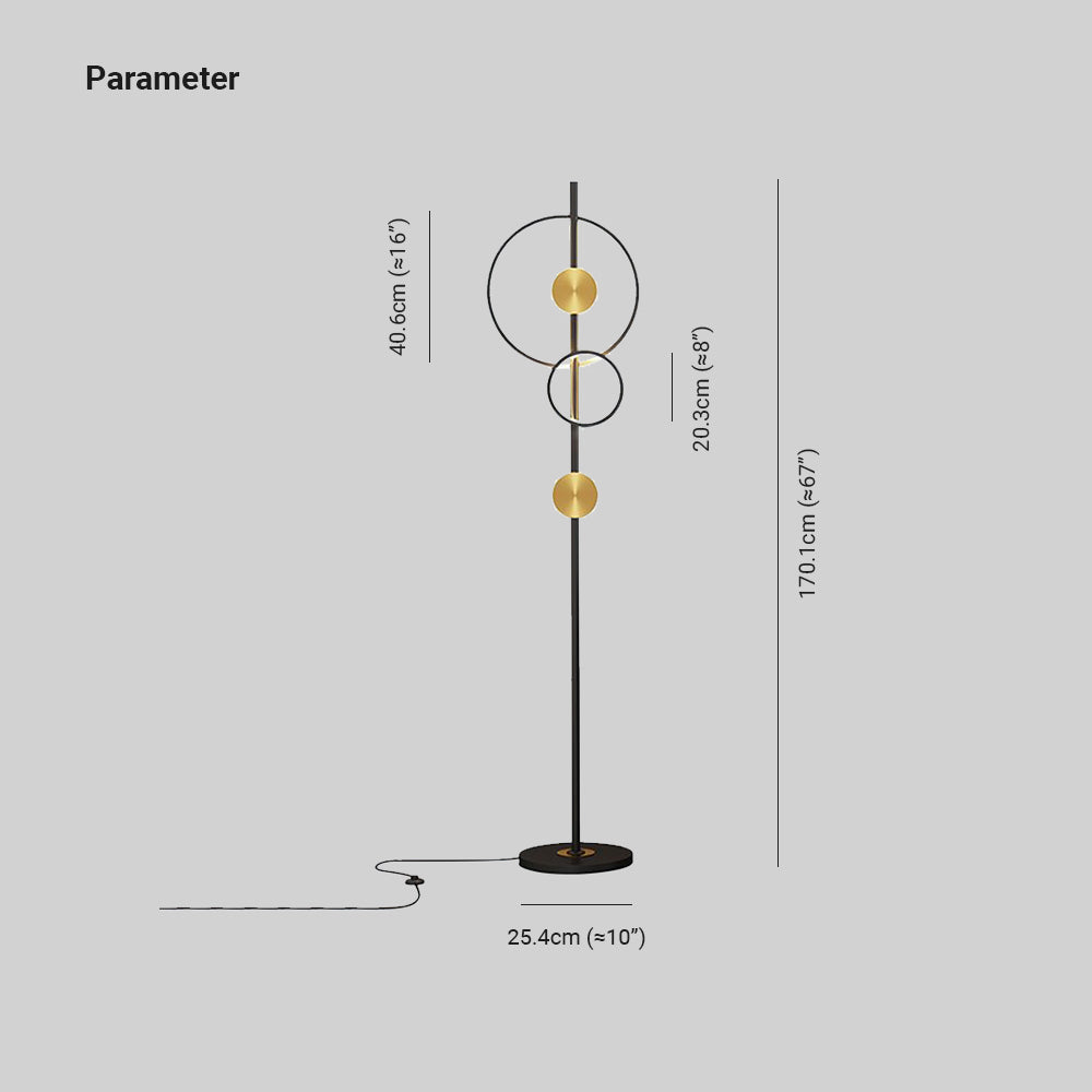 Arisha Moderne Ring Vloerlampen, Zwart/Goud, Slaapkamer/Studeerkamer