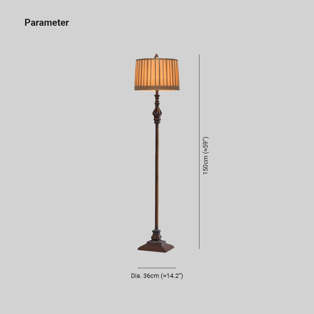 Eryn Vintage Design Staande Vloerlamp Hars/Stof Bruin Slaapkamer/Woonkamer