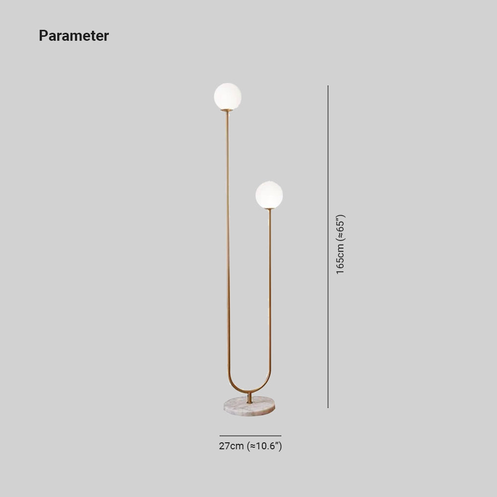 Valentina Moderne U-vormige Vloerlamp Metaal/Glas Goud Slaapkamer/Woonkamer