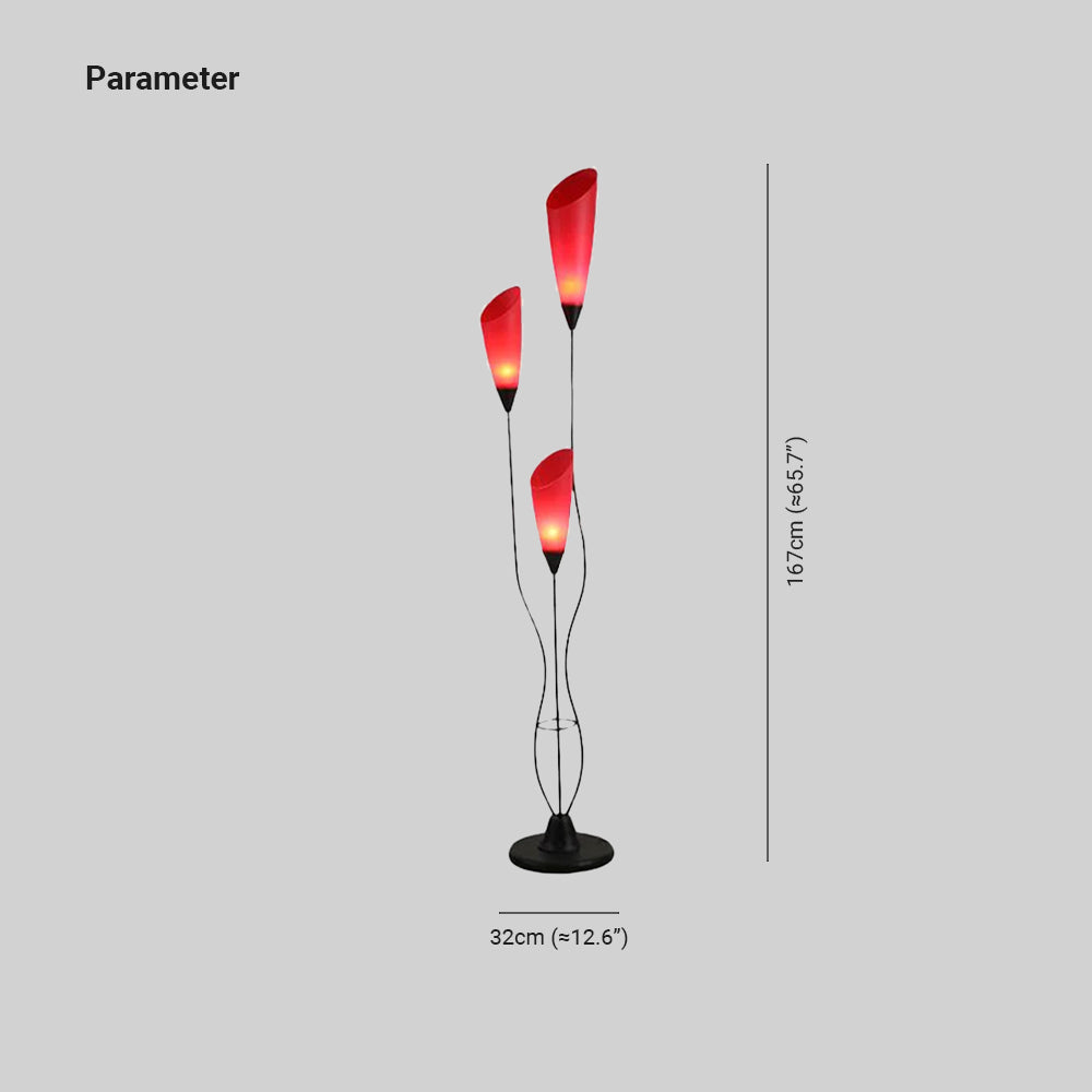 Valentina Moderne Multi Bulb Vloerlamp Rood Metalen/Acryl Slaapkamer/Woonkamer
