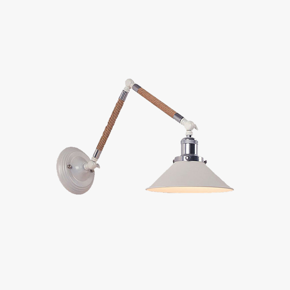 Carins Moderne Design Wandlamp Hennep Verstelbaar Wit Touw/Metaal Slaapkamer/Woonkamer