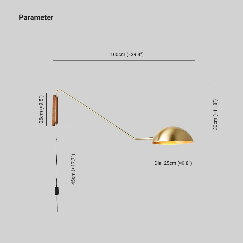 Brady Moderne Koepel LED Wandlamp Zwart/Goud Metaal Binnen