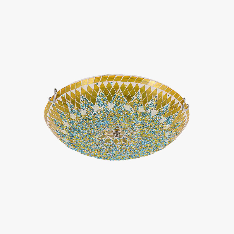 Eryn Moderne Ronde Plafondlamp Blauw Metaal/Glas Slaapkamer/Woonkamer