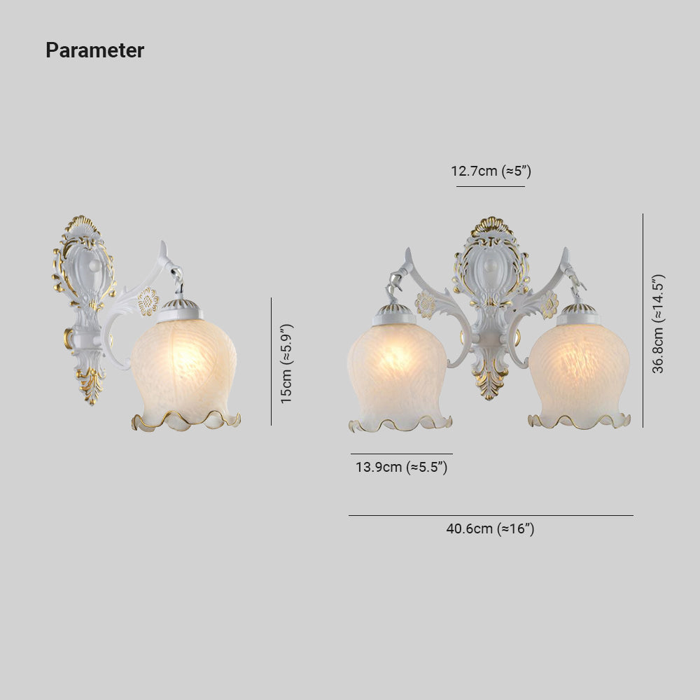 Félicie Retro Bloem LED Wandlamp Metaal/Glas Brons/Wit Slaap/Woon/Badkamer