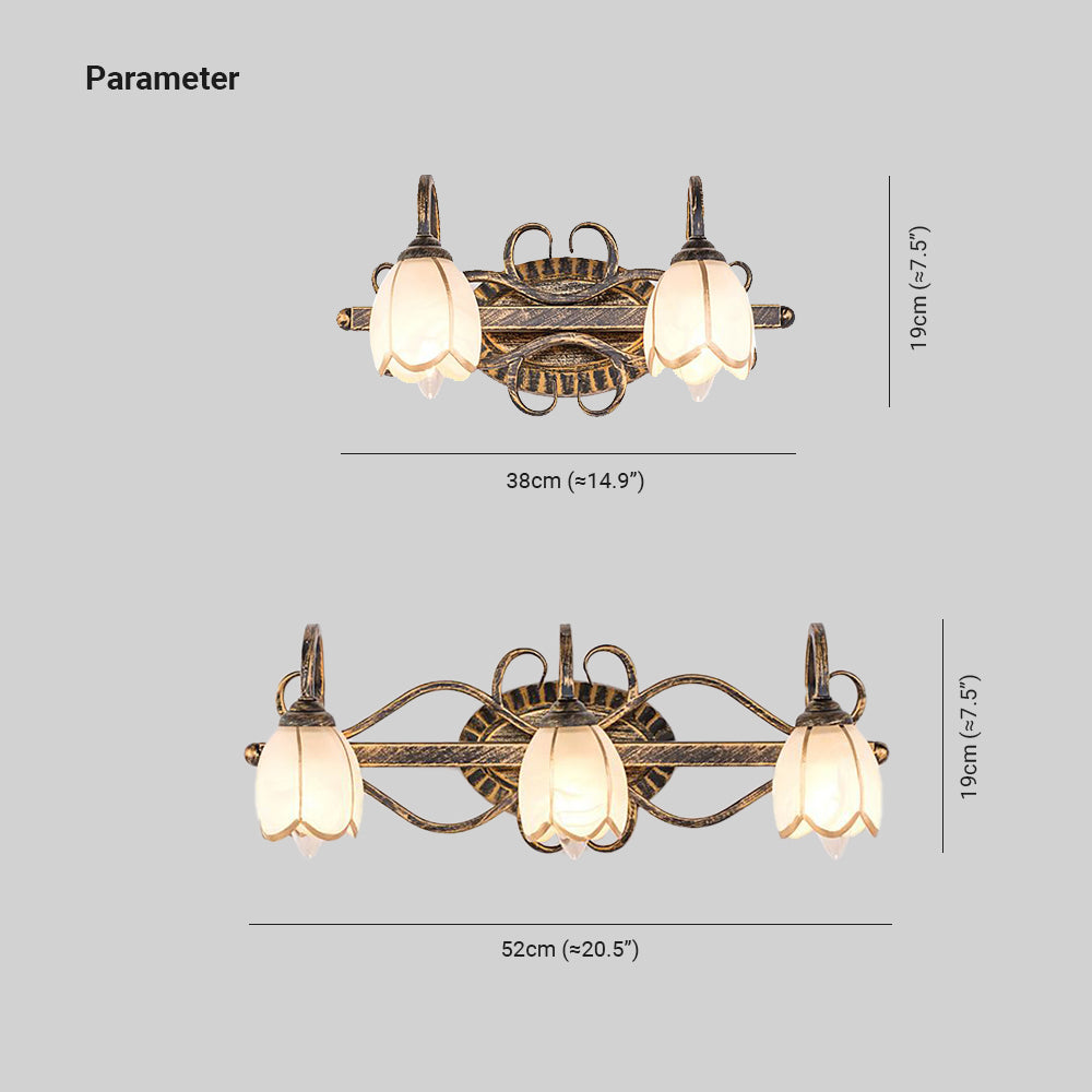 Félicie Antiek Spiegel Front Wandlamp Messing Metaal/Glas Slaapkamer/Eetkamer/Woonkamer