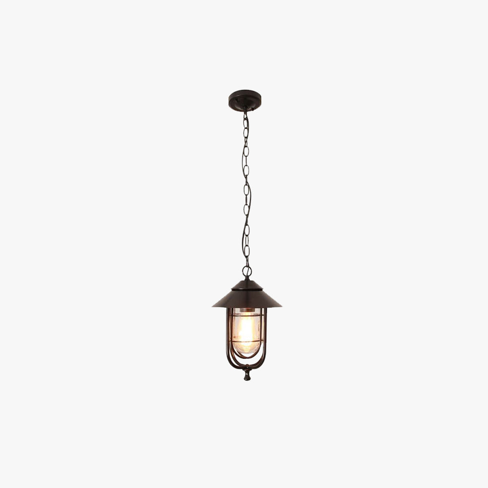 Alessio Retro Lantern Metal Pendant Light, Black/Bronze