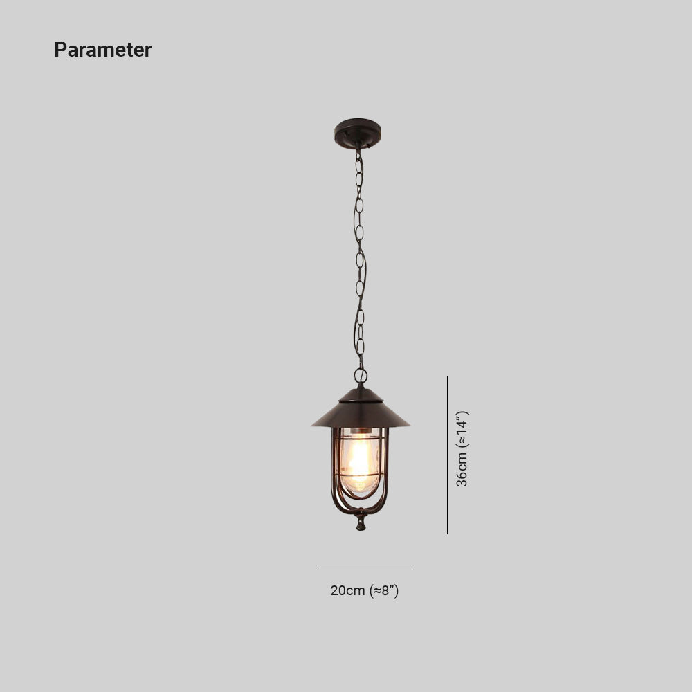 Alessio Retro Lantern Metal Pendant Light, Black/Bronze