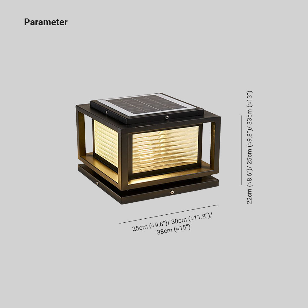 Riley Minimalistisch LED Vierkant Buitenlamp Zonne Metaal/Glas Zwart Tuin/Stoeprand/Balkon