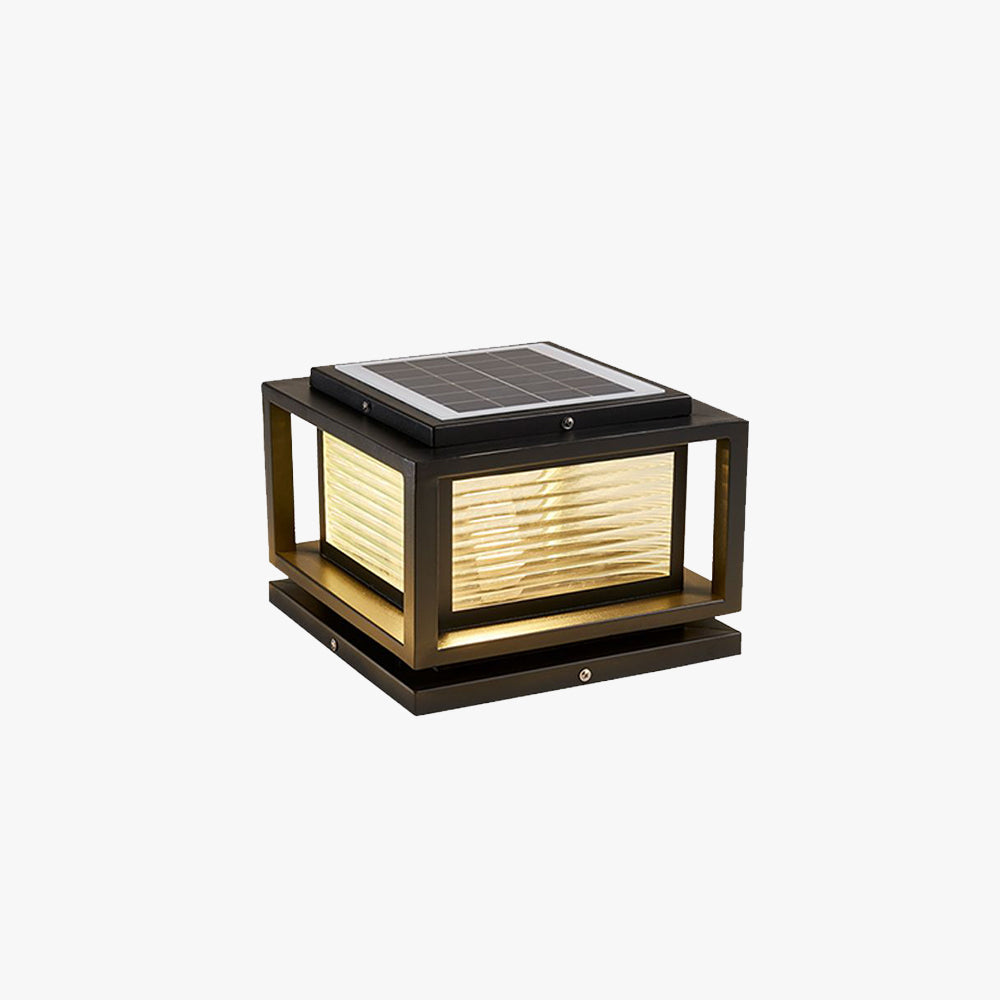 Riley Minimalistisch LED Vierkant Buitenlamp Zonne Metaal/Glas Zwart Tuin/Stoeprand/Balkon