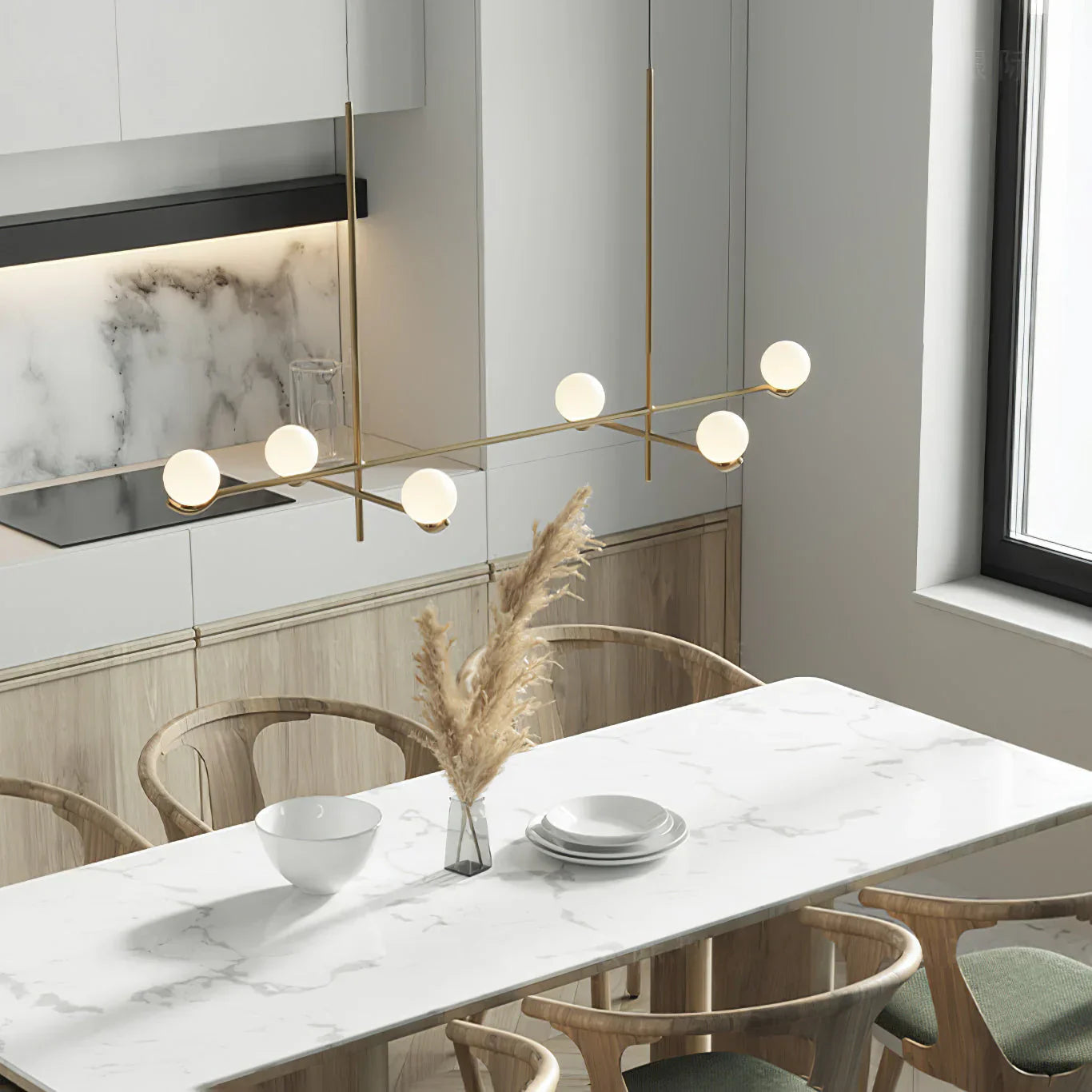 Alessio Minimalisme Metaal Glas Kroonluchter Eetkamer Slaapkamer