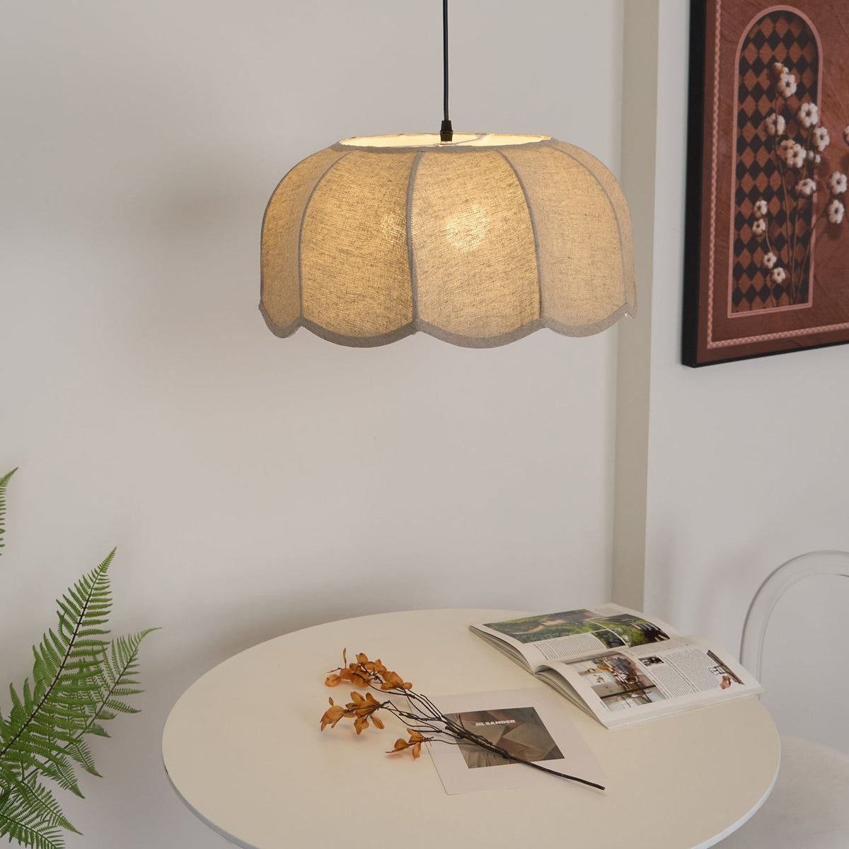 Linoaya hanglamp van Stof met Rustieke Sfeer in Beige