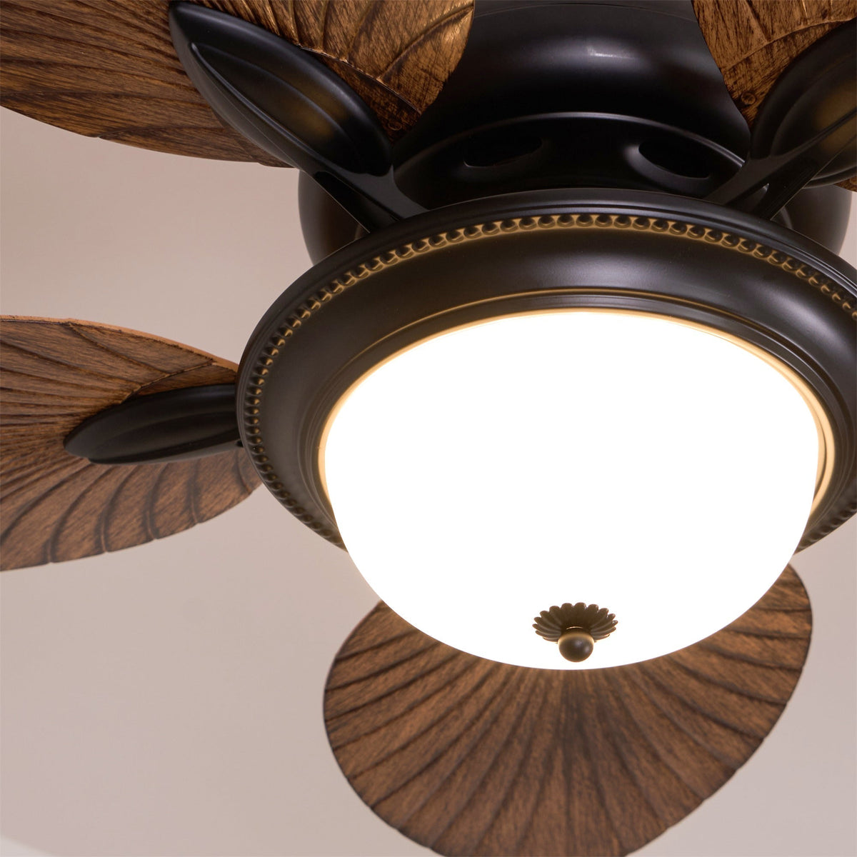 Virel Tropical hout plafondventilator met verlichting