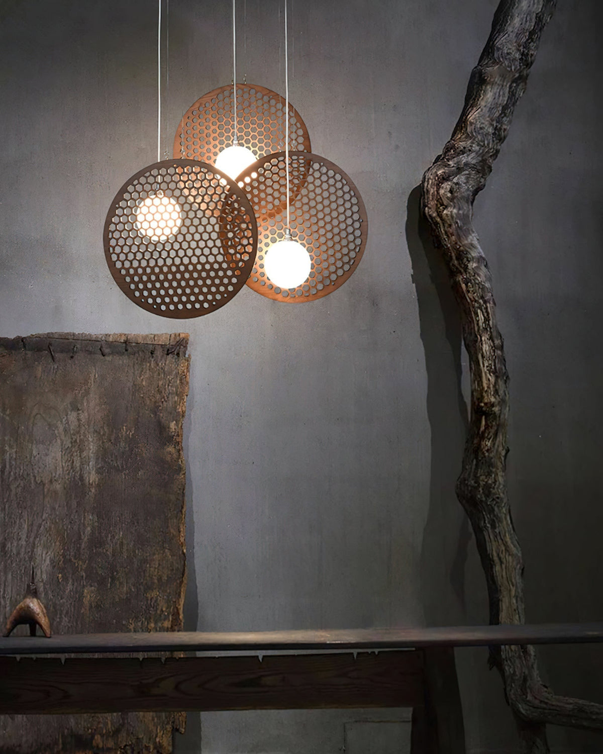 Elvenine Kroonluchter met Houten Plaat