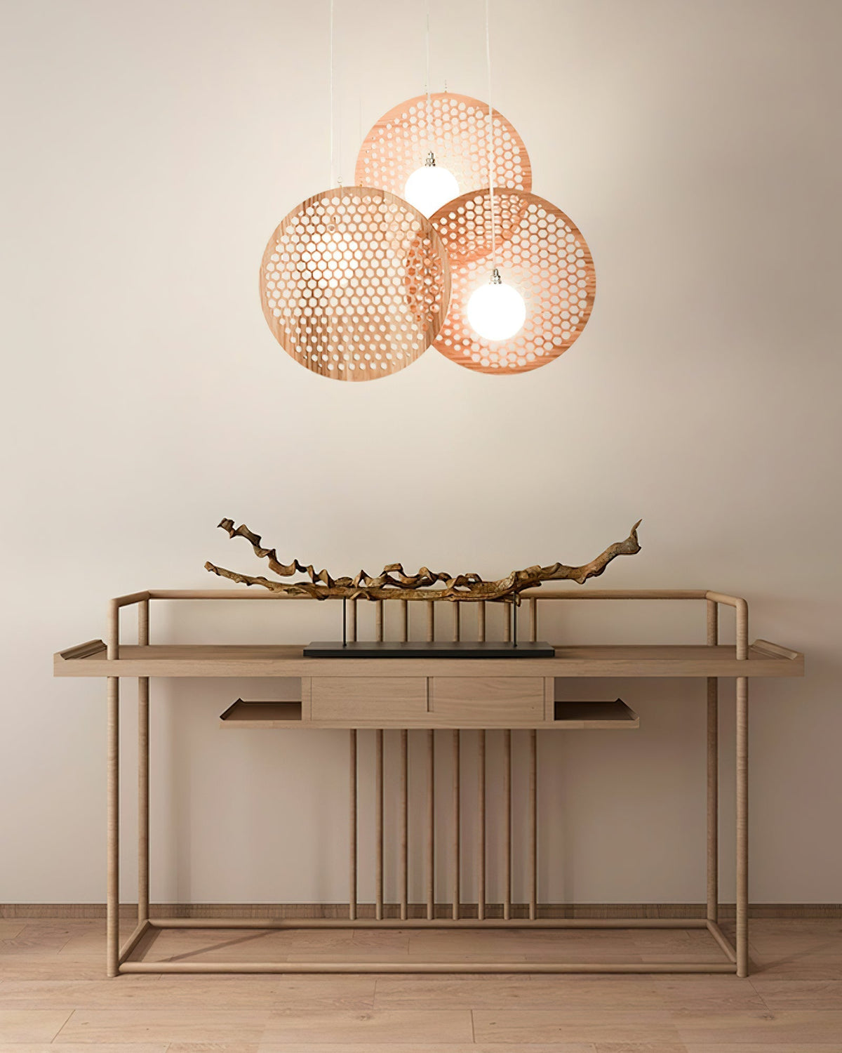 Elvenine Kroonluchter met Houten Plaat