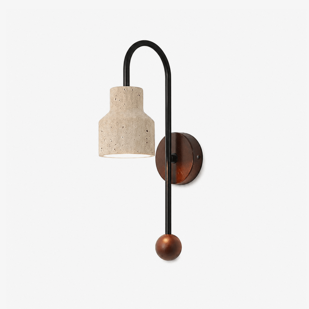 Bell wandlamp travertin Arc Walnoot Hout