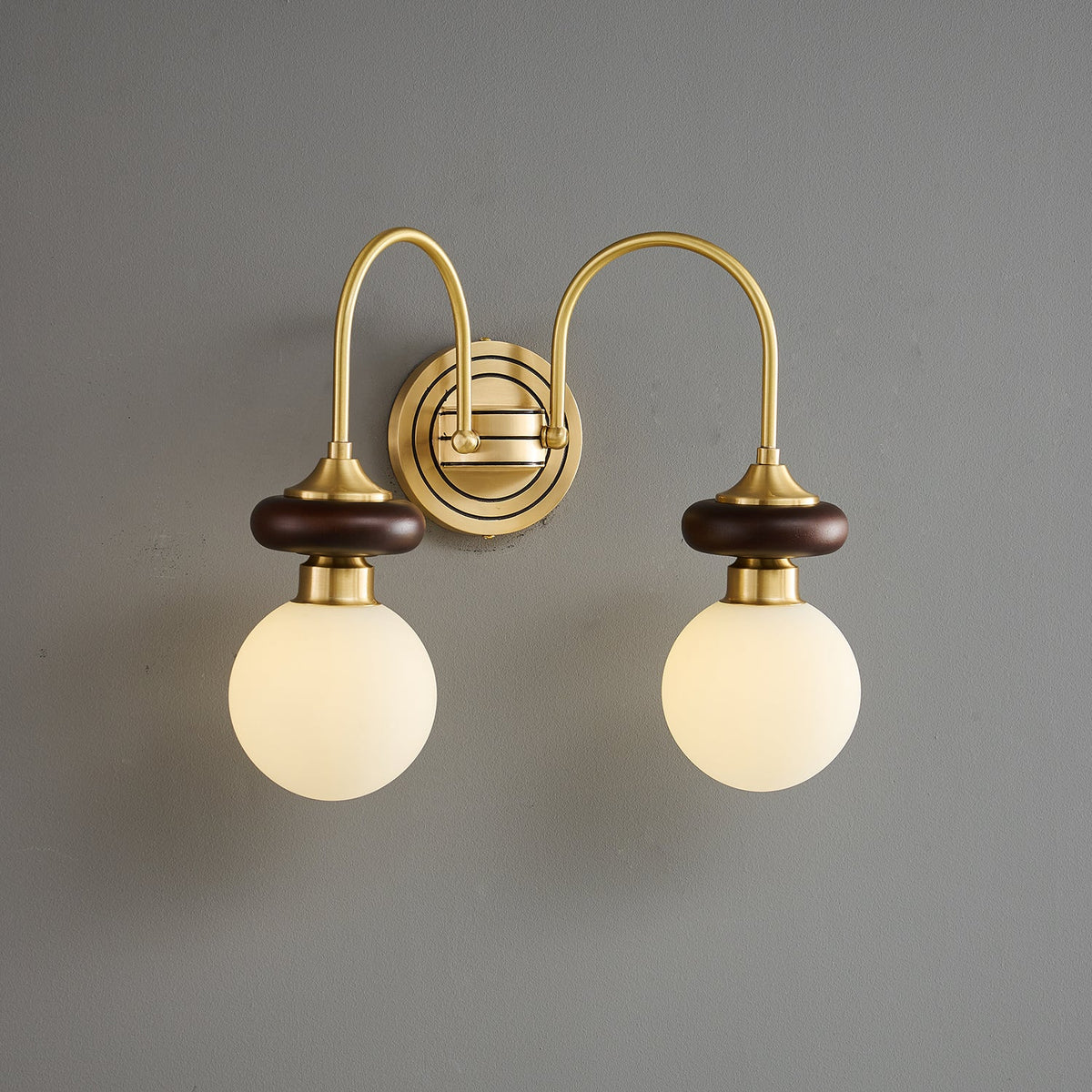 Elvalora wandlamp Premium Noordse Kunst Walnoot glas