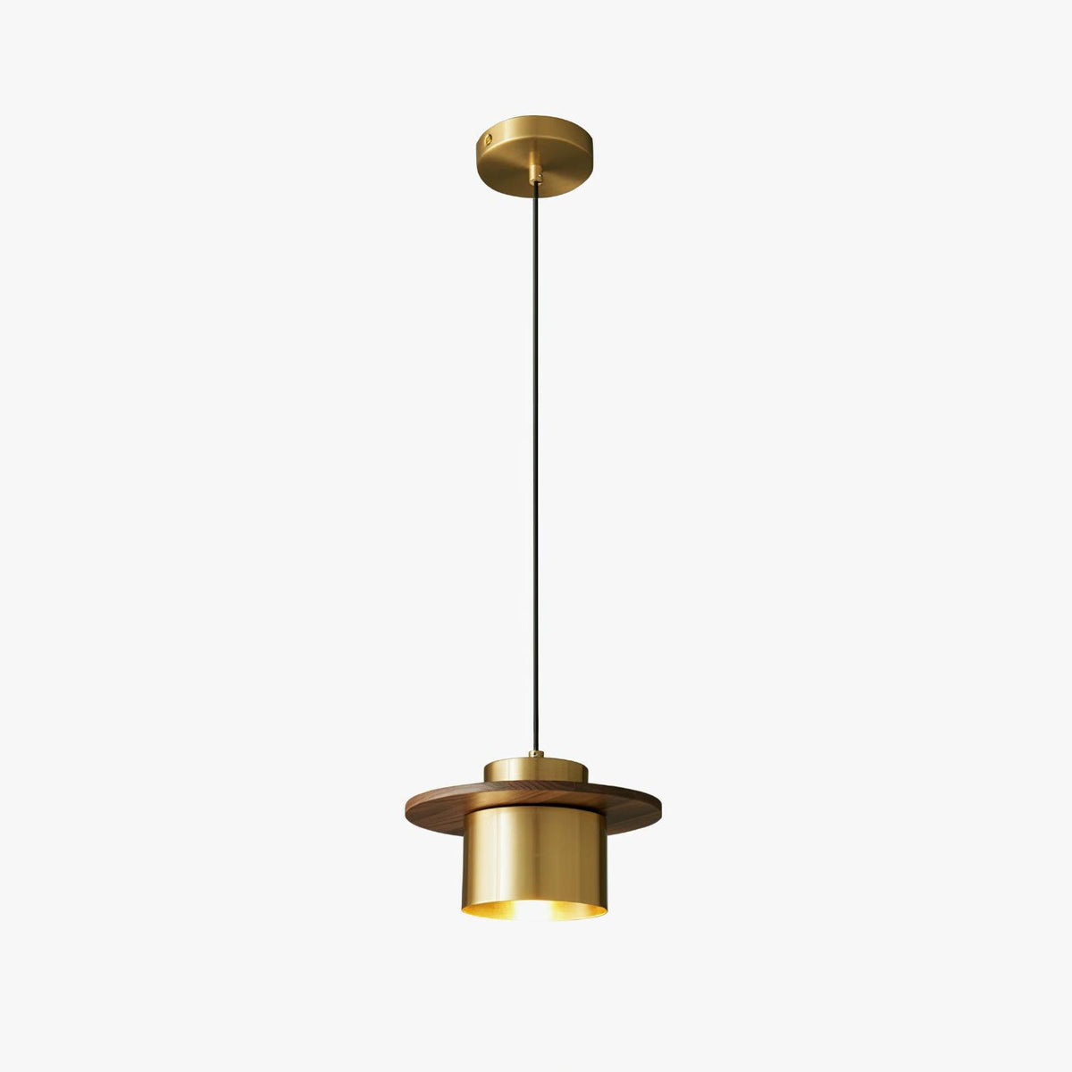 Auririra industriële hanglamp van messing en walnoot