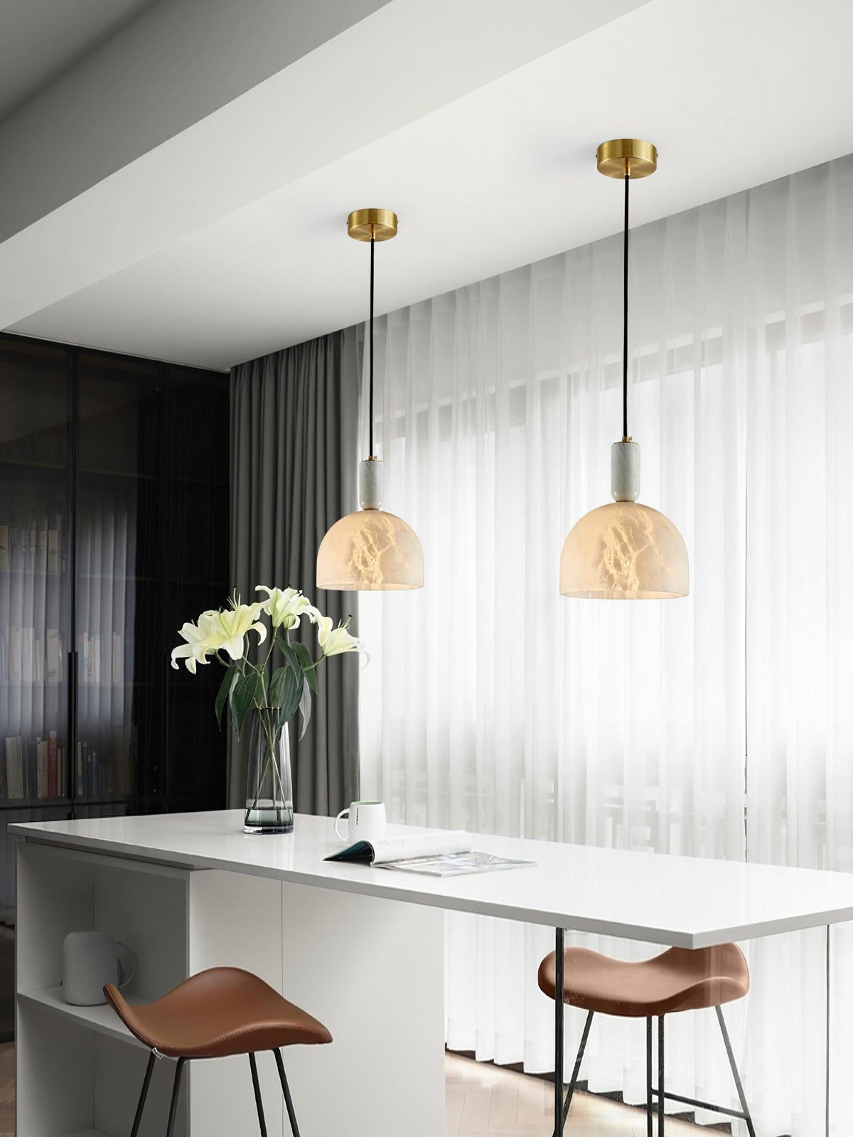 Leda minimalistische hanglamp in albast