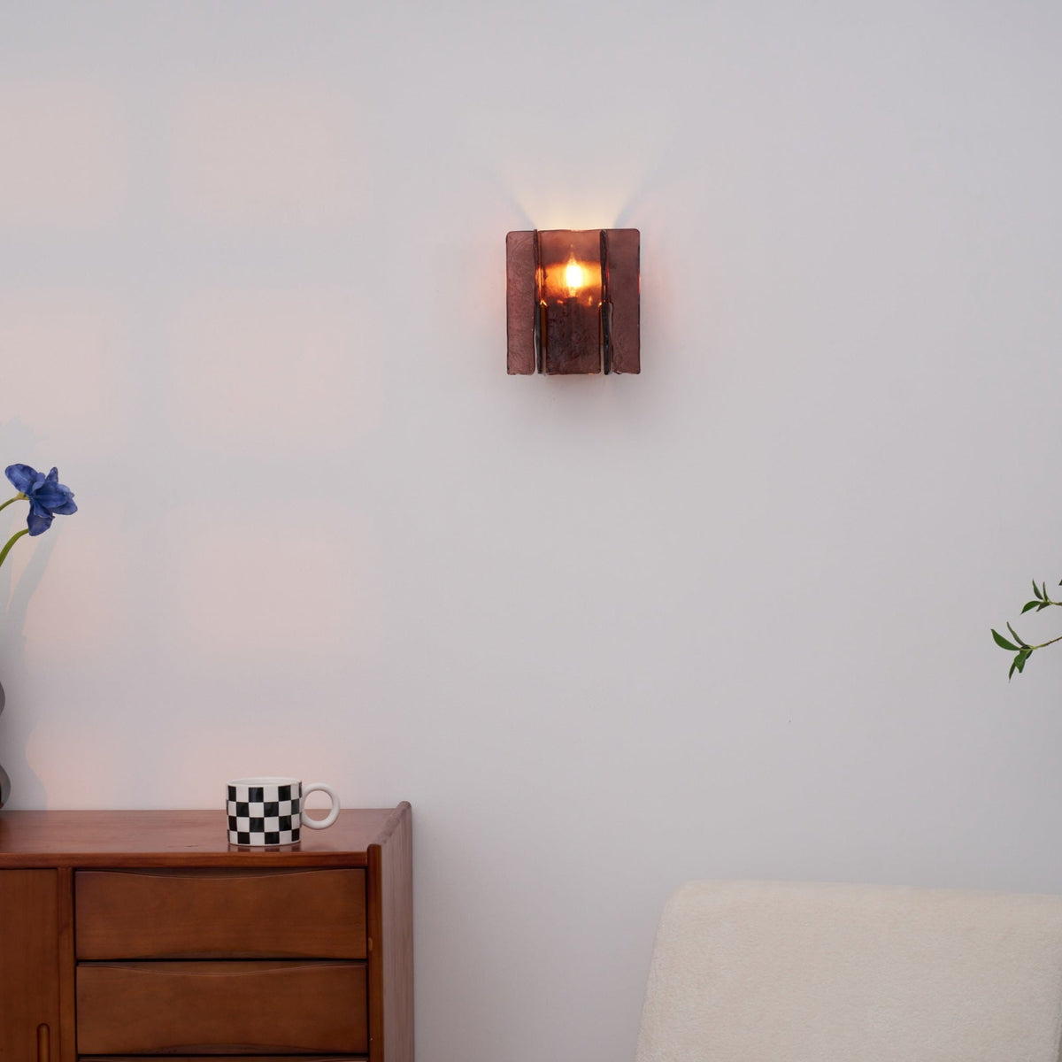Erove wandlamp met glas Kunstwerk