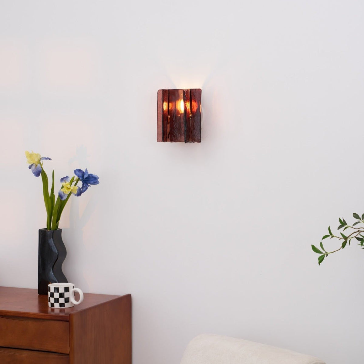 Erove wandlamp met glas Kunstwerk
