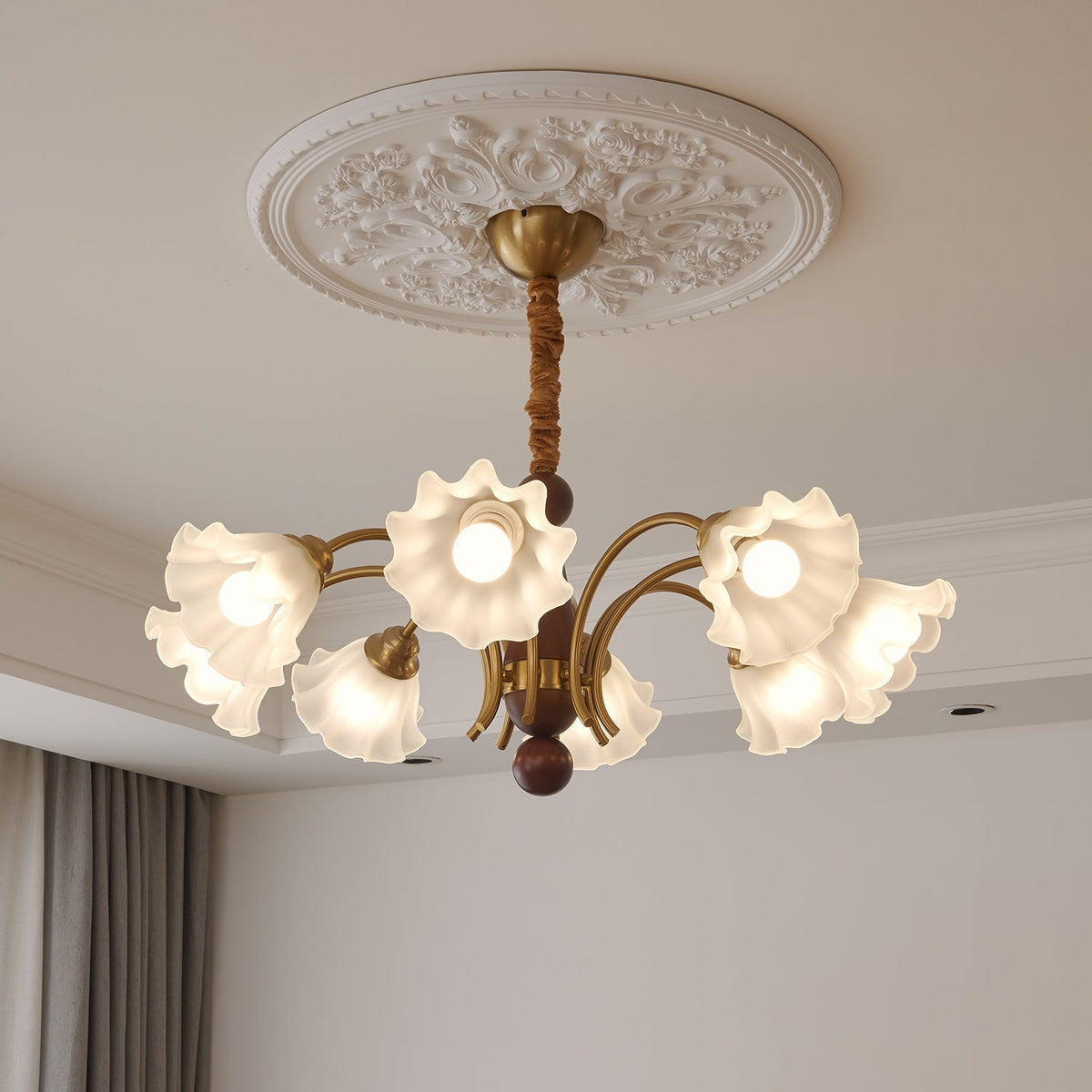 Ilvinan Traditionele Elegantie Houten glas Kroonluchter