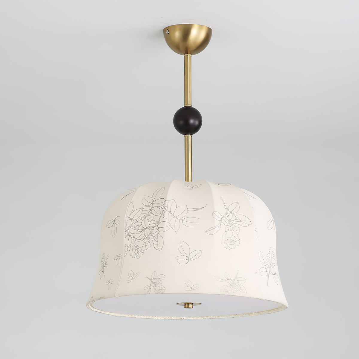 Avnoren Blossom Curve hanglamp van stoffen en hout met gebogen vorm