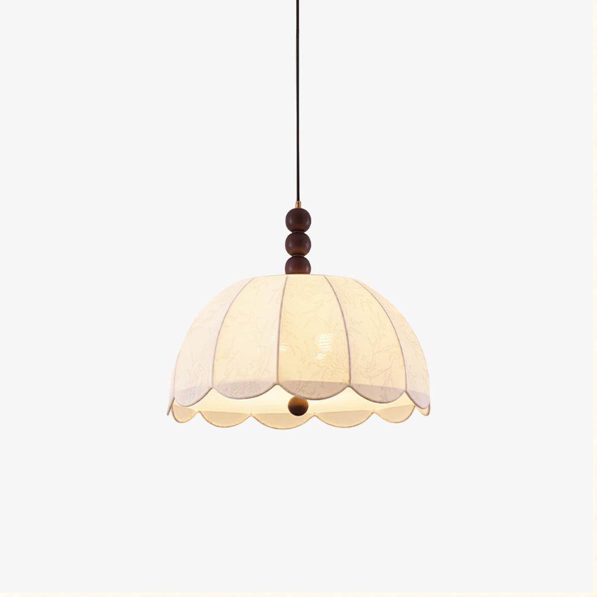 Syphaen Traditionele hanglamp met bloemmotief van textiel en hout