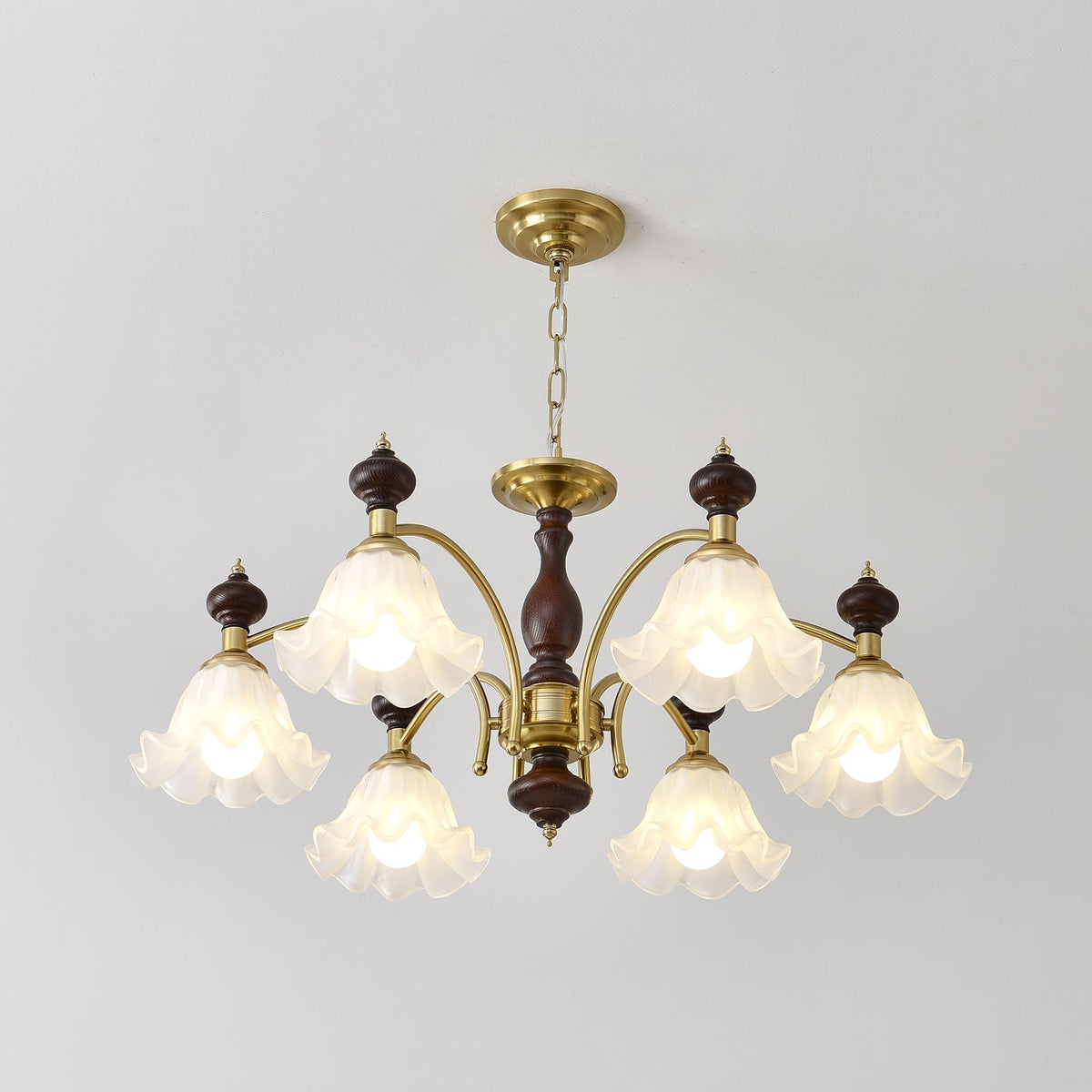 Jesolan Kroonluchter Hout & messing Blossom Bloemen