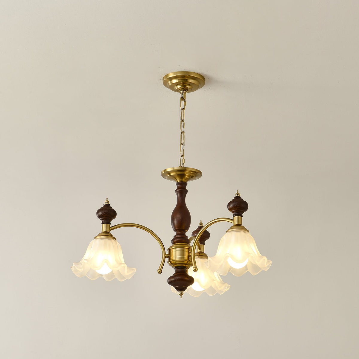 Jesolan Kroonluchter Hout & messing Blossom Bloemen
