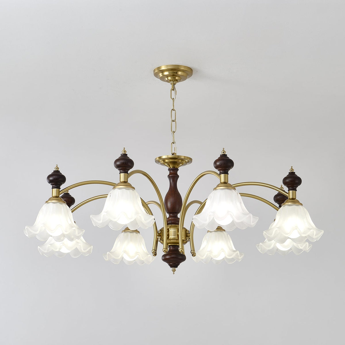Jesolan Kroonluchter Hout & messing Blossom Bloemen