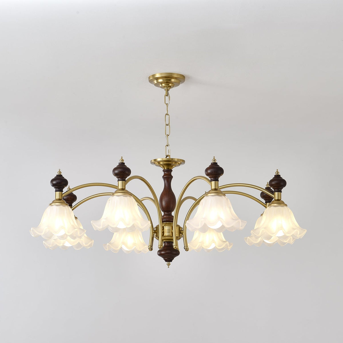 Jesolan Kroonluchter Hout & messing Blossom Bloemen