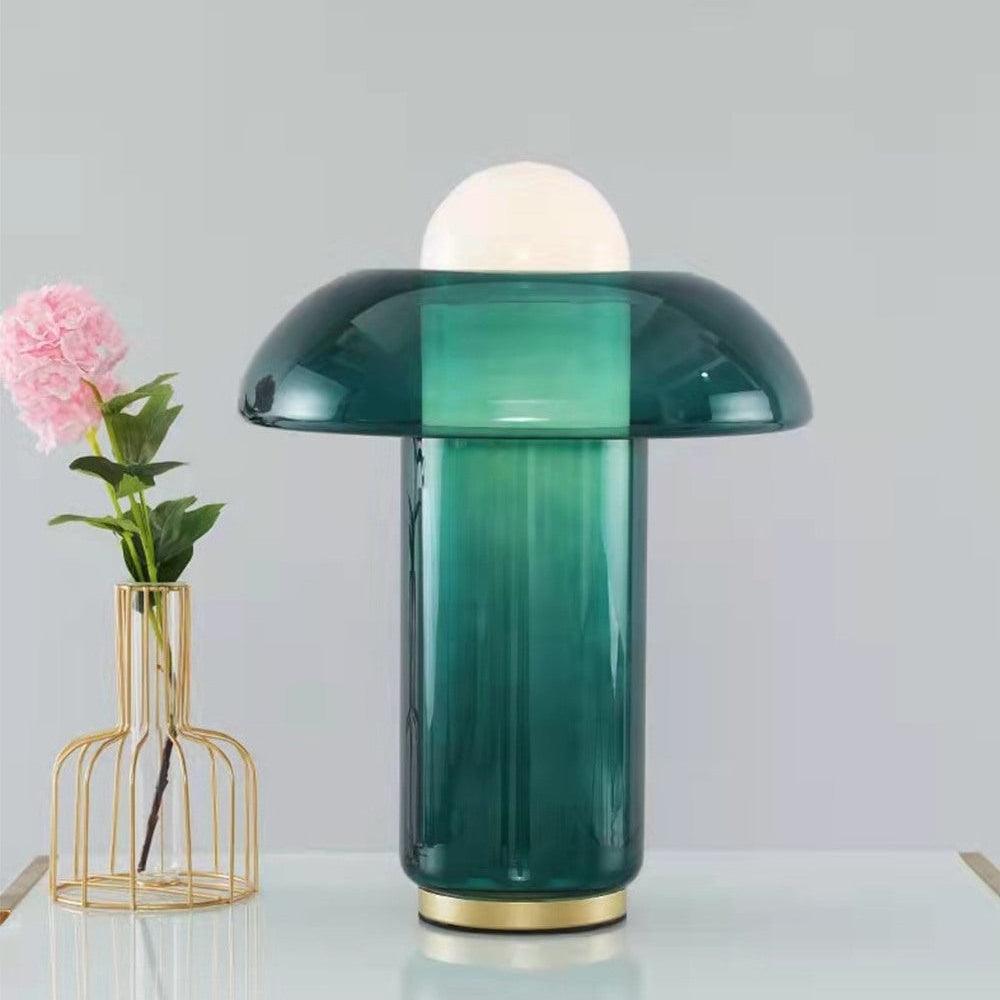 Navlen groene glazen tafellamp